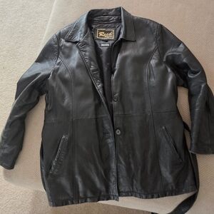 Reed Men’s Black Leather Thinsulate Lined Button Up Jacket Car Coat Size 2XL